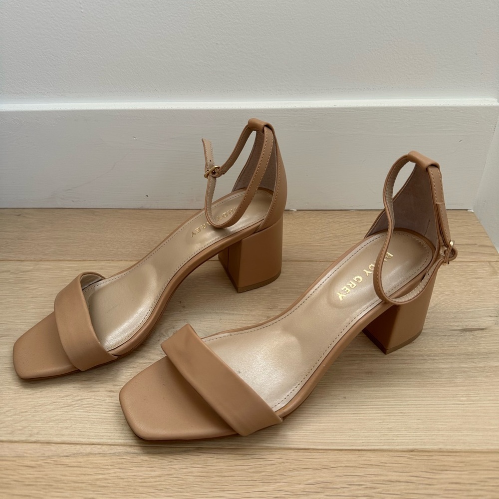 Birdy Grey Beige Block Heel Sandals